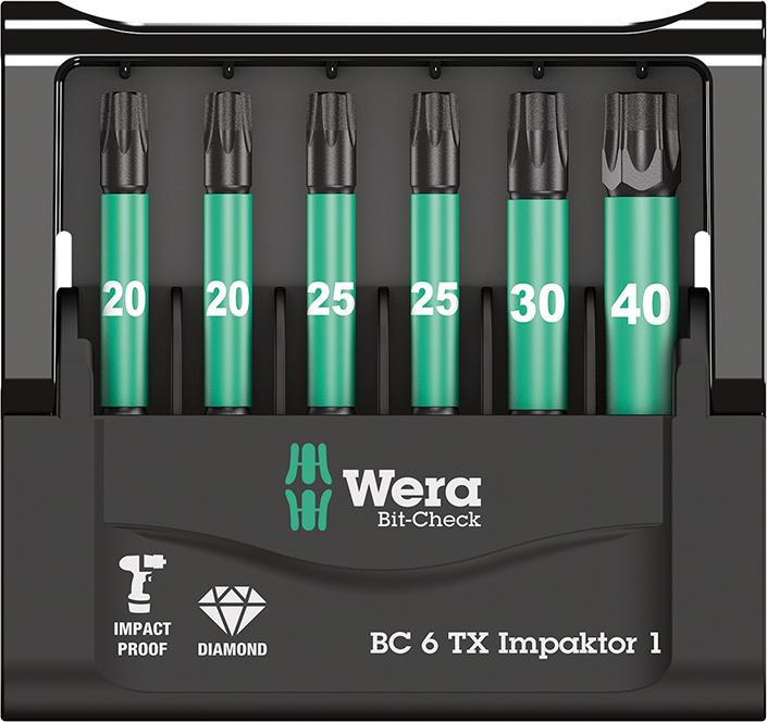 Sada bitov 6 diel Bit-Check 6 TX Impaktor 1 Wera