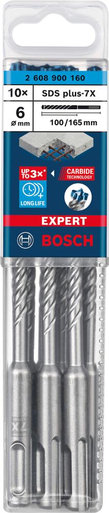 Klad.vrták SDS-plus 7x6x100x165mm 10ks EXPERT Bosch