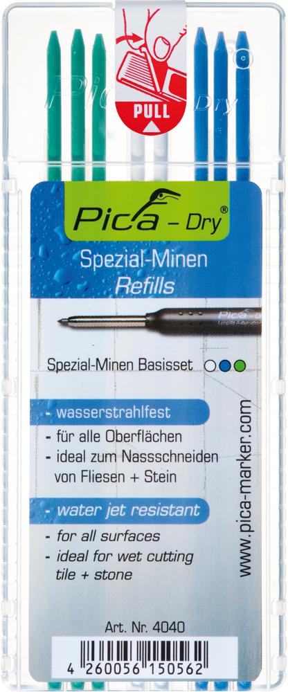 Ceruzka značkovacia Dry biela, zelená, modrá Pica